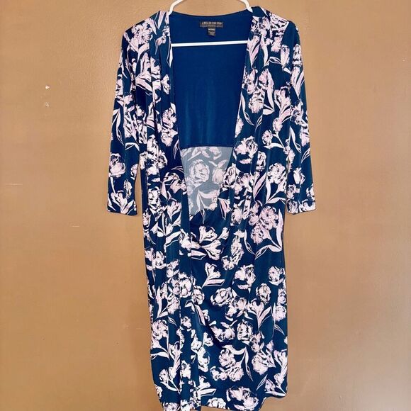 A Pea In The Pod Maternity Women's Blue Pink Floral Open Front Maxi Dress XS - Picture 1 of 7